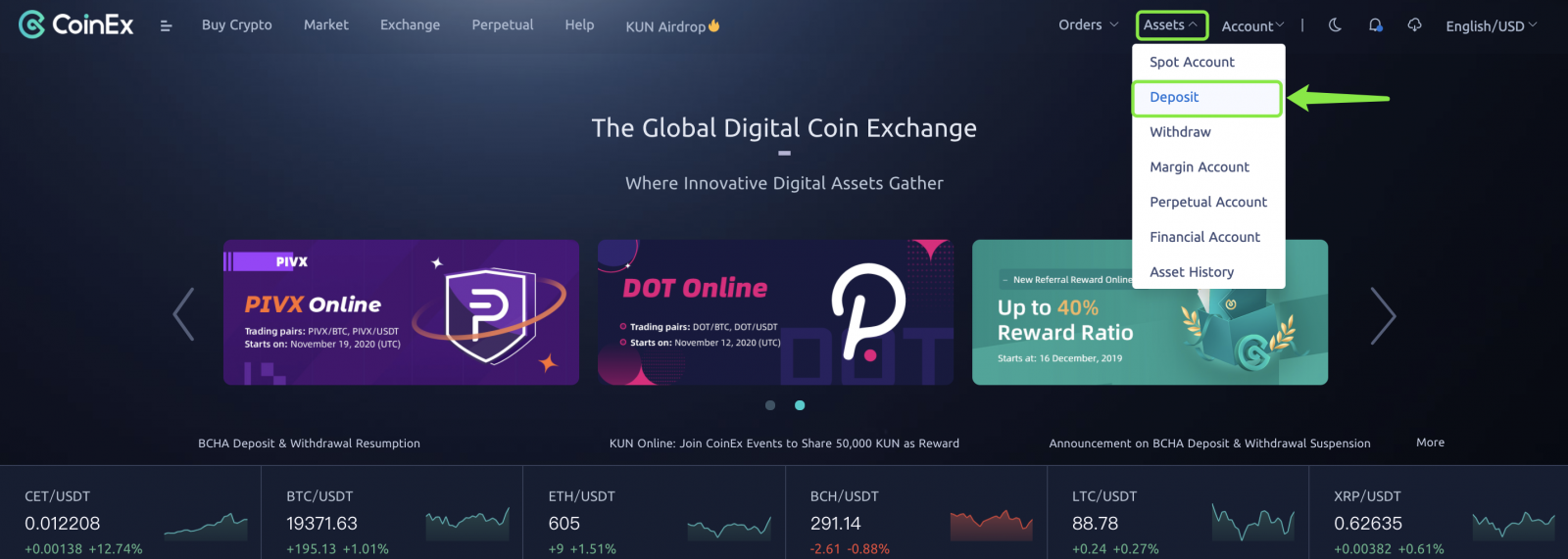 How To Deposit in CoinEx