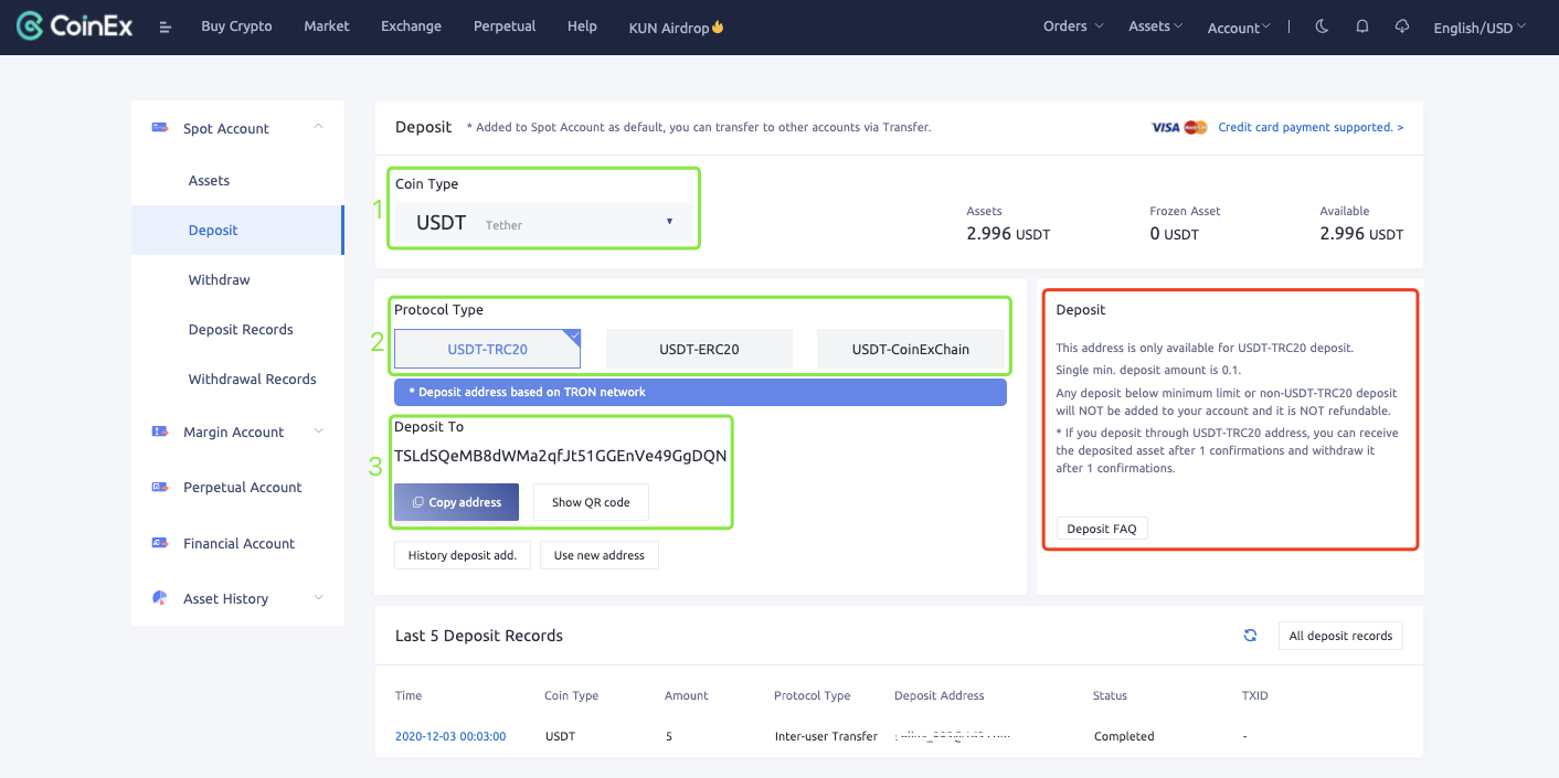 How To Deposit in CoinEx