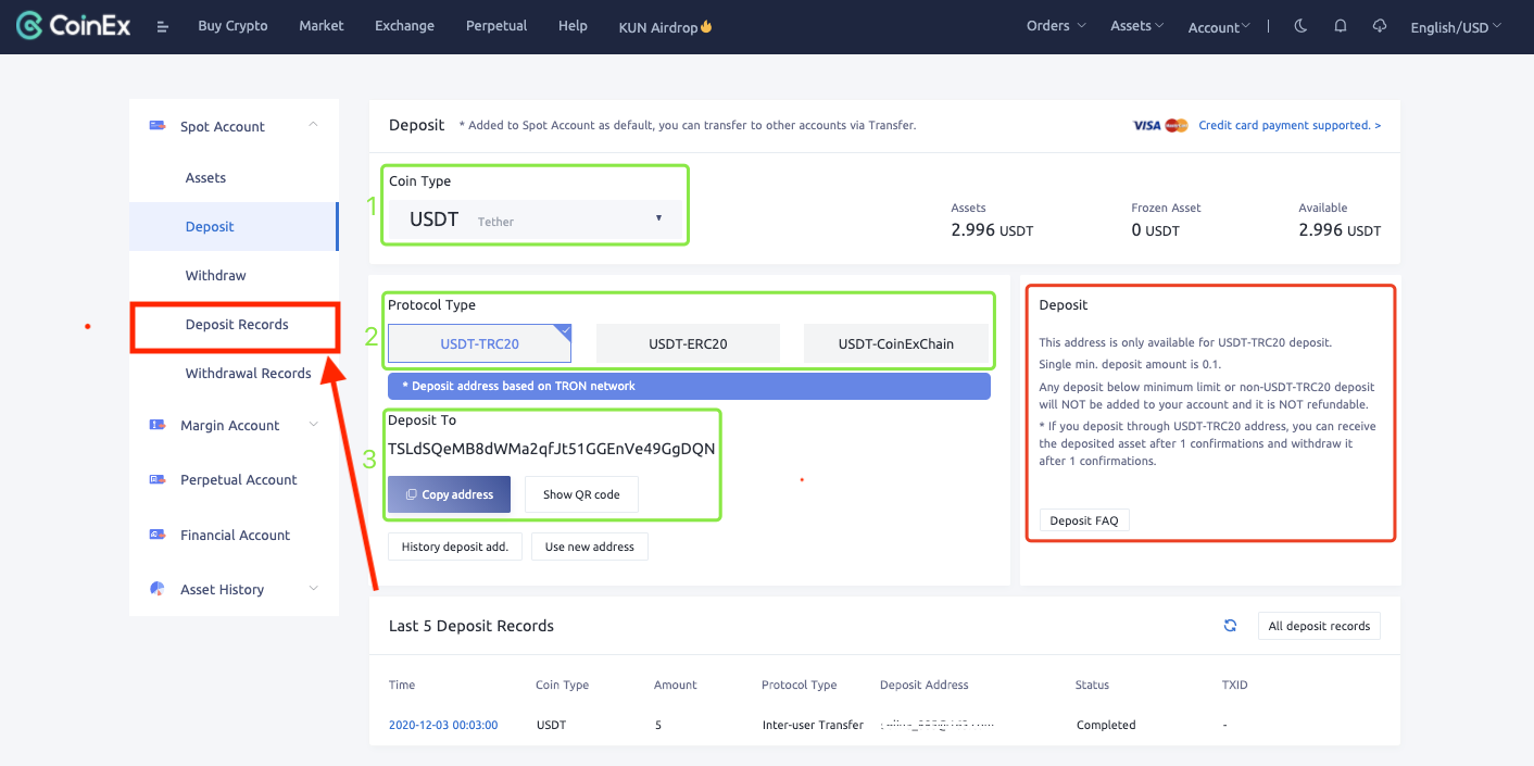 How To Deposit in CoinEx