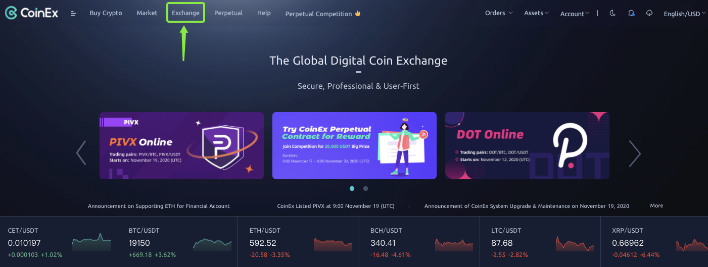 How to make spot trading in CoinEx