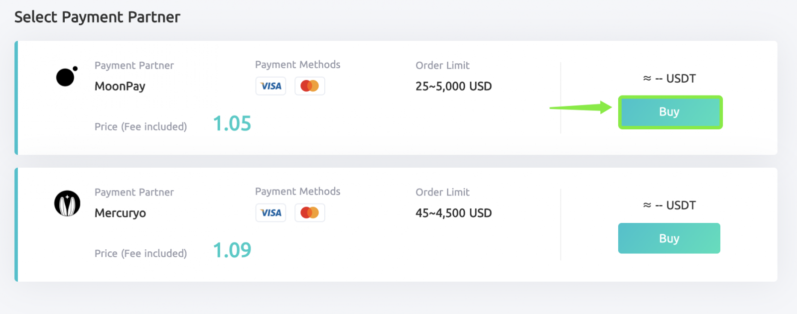 CoinEx の Moonpay で仮想通貨を購入する方法