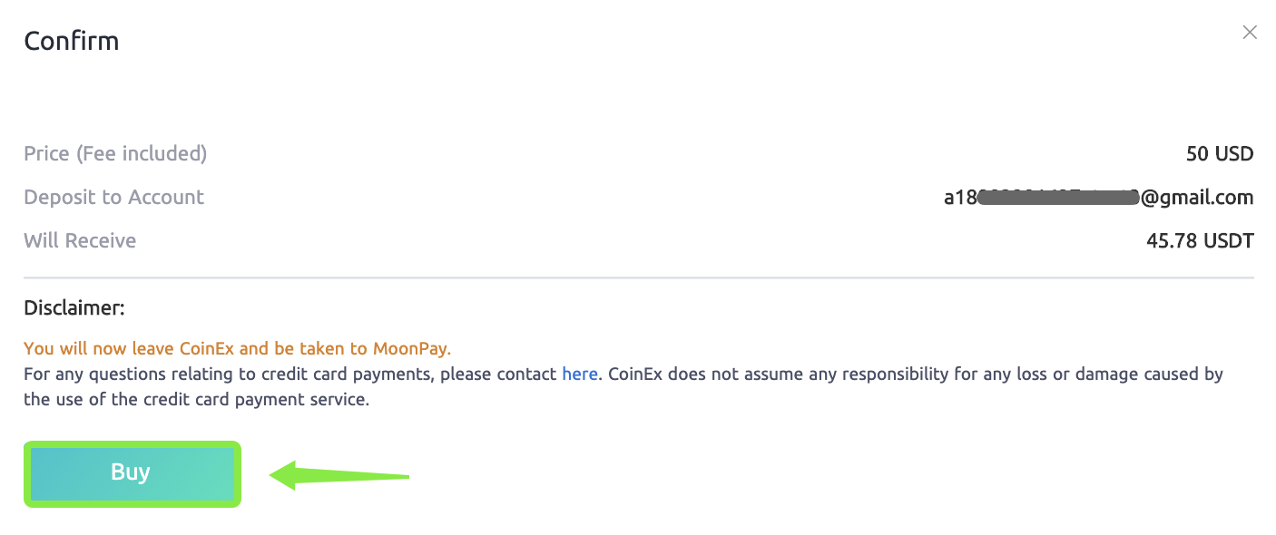 CoinEx の Moonpay で仮想通貨を購入する方法