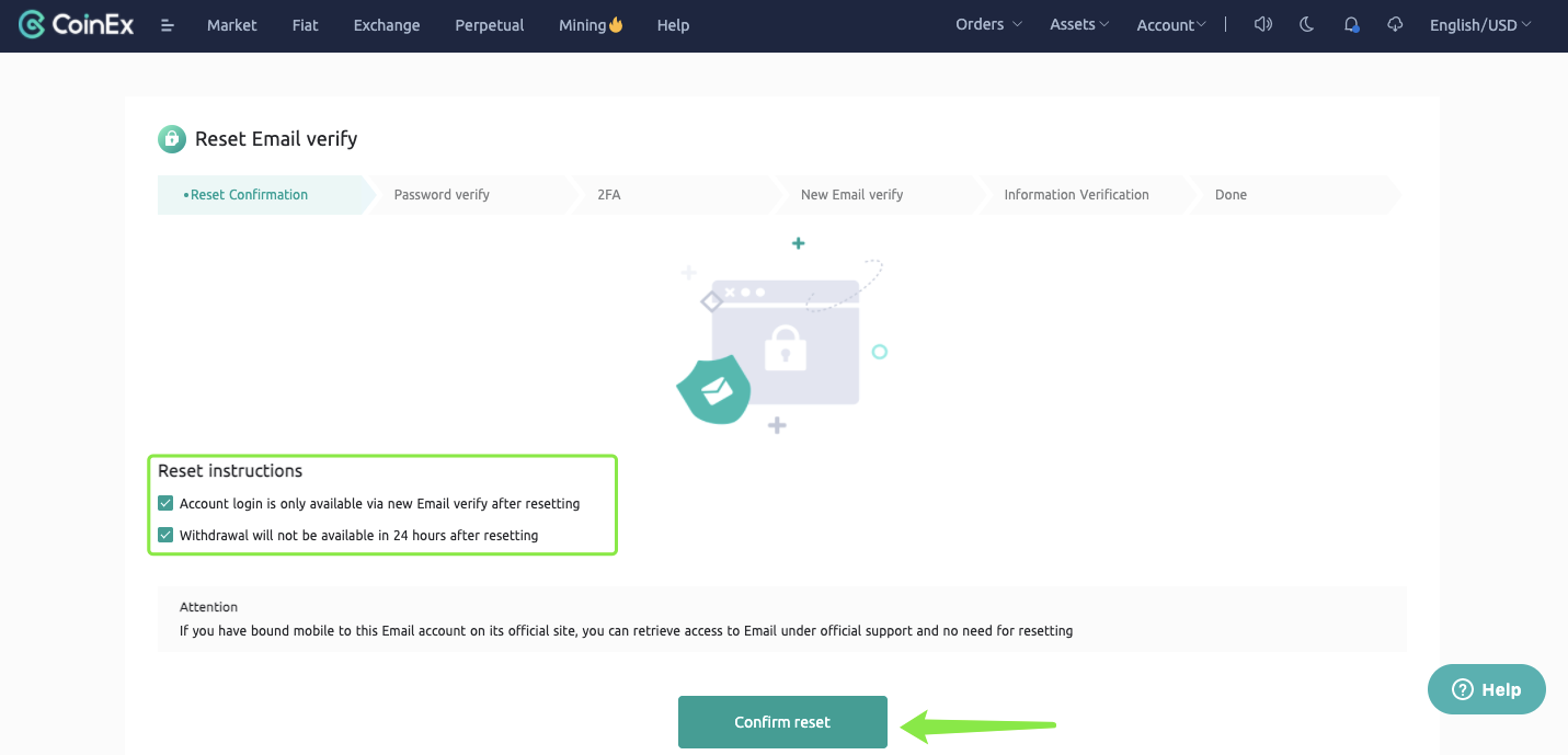CoinExでメールをリセット/変更する方法