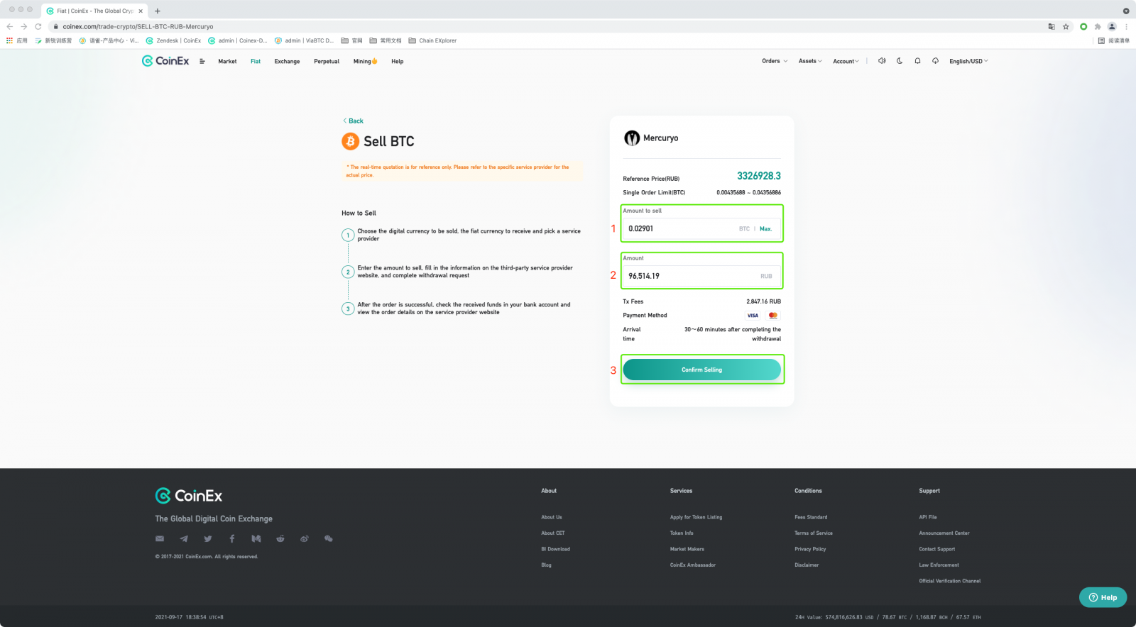 Cara Menjual Crypto oleh Mercuryo dalam CoinEx Cara Menjual Crypto oleh Mercuryo dalam CoinEx