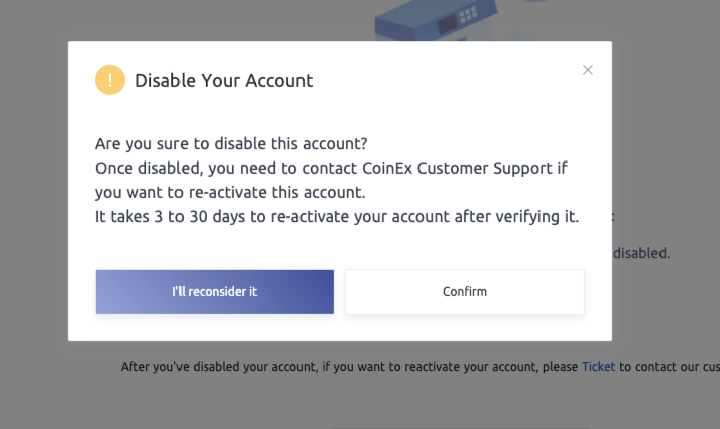 ගිණුමක් අක්‍රිය කිරීම යනු කුමක්ද සහ එය CoinEx හි සකසන්නේ කෙසේද